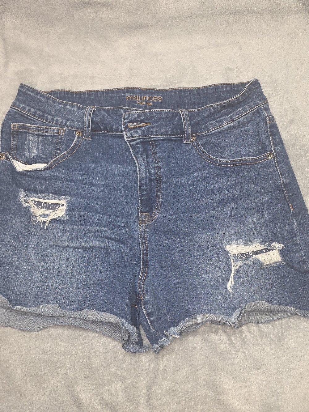 Maurices High Rise Blue Ripped Frayed Denim Shorts